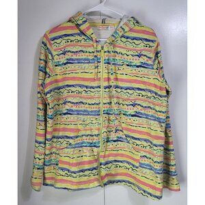 SUN BAY Petite Women's PXL Full Zip Hooded Jacket Colorful Neon Beach VTG